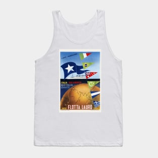 Flotta Lauro Napoli Genova Italy Vintage Travel Poster Tank Top